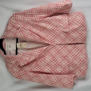 Coldwater Creek red and white basketweave jacket sz 16 NWT